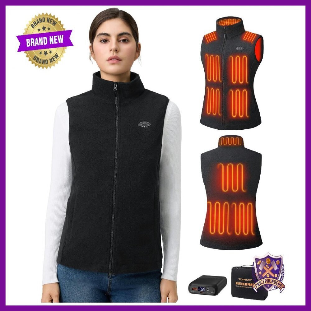 Women's Heated Vest XS Fleece 10-Zone Battery Pack Outdoor